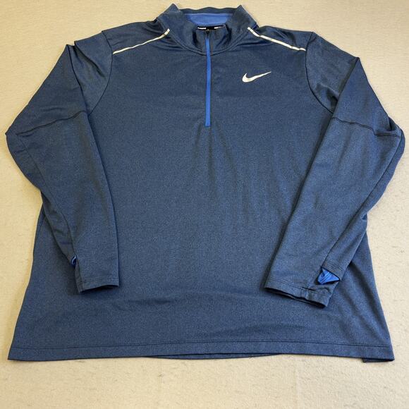 Nike 1/4 Zip Running Shirt Mens XXL Blue Mock Neck Activewear Athletic Dri-Fit - Picture 1 of 8